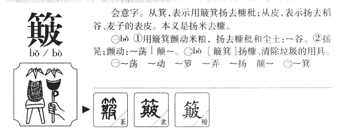 簸字的寓意是什么,簸字取名的含义是什么