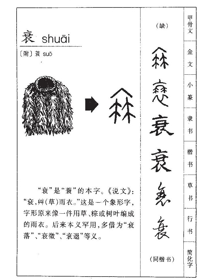 衰字的意思和含义,衰字取名