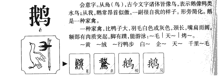 鹅字名字中的意思,鹅字取名的寓意