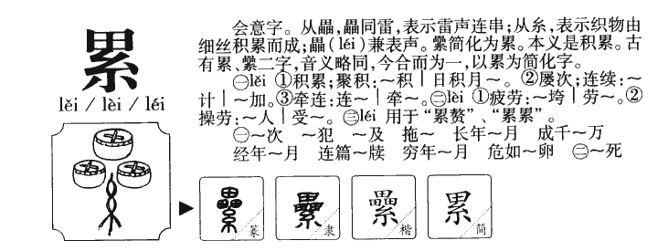 累字的意思是什么,累字在人名字中寓意